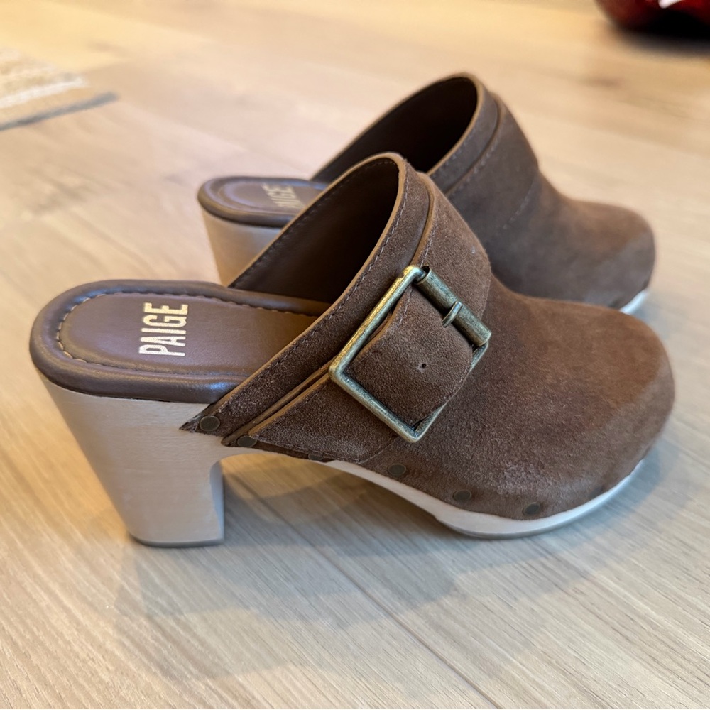 PAIGE Tan Suede Women's Mules